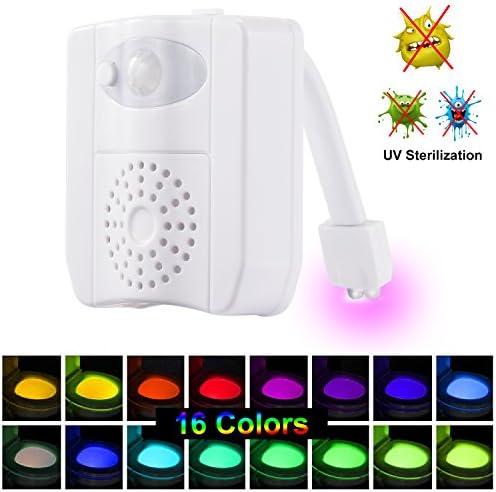 Toilet Light UV Sterilization, JESWELL 16-Color Motion Activated Led Toilet Bowl Light with Aromatherapy, Battery Operated, Smart Night Light, Fit Any Toilet