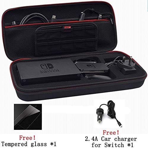 Slim Traveler Storage Case for Nintendo Switch - Portable Nintendo Switch Protective Hard Messenger Bag for Nintendo Switch Console, Dock, AC Wall Charger, Grip and Joy-con, 10 Game Cards, Cables