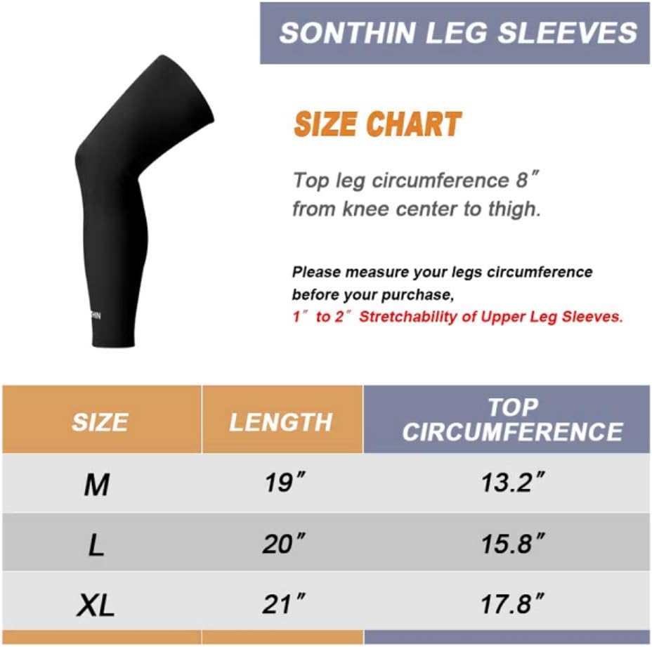 SONTHIN Leg Sleeves Compression Full Leg Long Sleeves for Men Women Youth (5 Colors Available,1 Pair): Clothing
