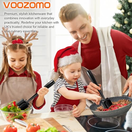 Mince Masher, Ground Beef Meat Chopper with 5-Blade Head, Versatile High-Temp Heat-Resistant Hamburger Meat Masher, Non-Stick Mince Meat Shredder for Ground Turkey/Beef, Nylon Utensil Cookware