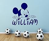 Personalized Name Wall Decal Mickey Mouse Decals Cartoon Sticker Boy Nursery Kids Room Bedroom Home Decor (22' x 24
