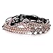 Rinhoo 3Pcs Handmade Adjustable Black Rope Bead Charms Crystal Rhinestone Wrap Braided Bracelet for Men Women