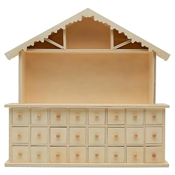 Wooden Hut Advent Calendar With Drawers Christmas Diy Advent