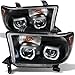 For Toyota Tundra Pickup Black Exclusive Halo Projector Ultra Bright SMD DRL LED Headlights Lamps