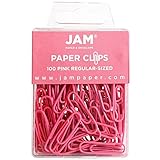 JAM PAPER Colorful Standard Paper Clips - Regular 1 Inch - Pink Paperclips - 100/Pack