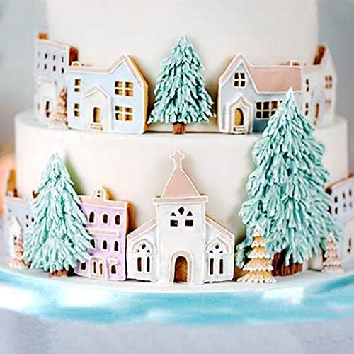 Qiulip 3D Christmas House Silicone Mold Fondant Cake Decorating Tools Chocolate Plaster Sugarcraft Baking Mould