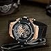 MEGIR Men's Chronograph Army Sports Quartz Wrist Watches Leather 24 Hours Stop Watch Man 2035 Rose Gold