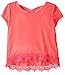 My Michelle Girls' Big Short Sleeve Knit Top with Crossover Back and Lace Hemline Detail