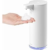 mooas Automatic Foaming Soap Dispenser- Pure and Clean Touchless Hand Soap Dispenser, Metal Stainless Rechargeable Electric Hands Free Dish Soap Dispenser for Kitchen Bathroom Commercial 9.4oz (White)