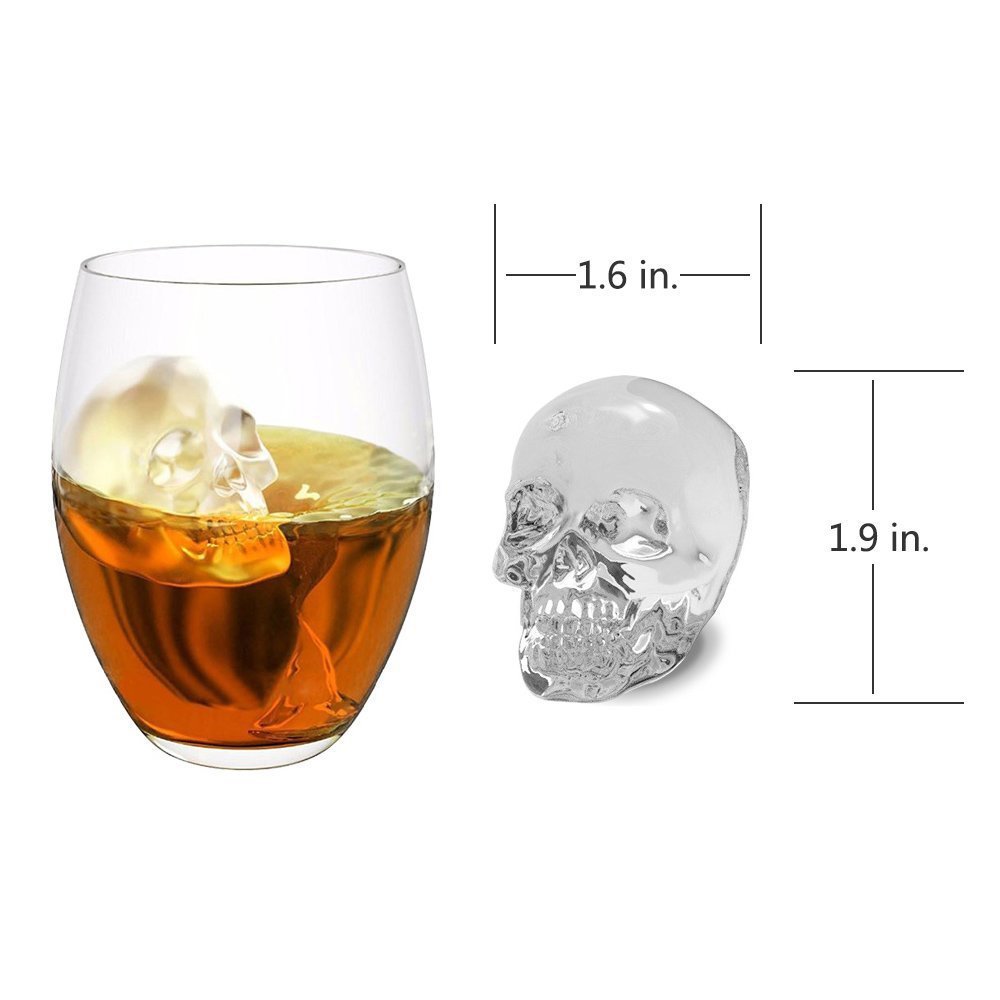 3D Skull Ice Mold2Pack,Easy Release Silicone Mold,8 Cute and Funny Ice
