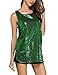 GUANYY Women's Sleeveless Sparkle Shimmer Camisole Vest Sequin Tank Tops (Green, Large)