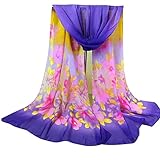 Bestpriceam Women Lady Chiffon Butterfly Print Neck Shawl Scarf Scarves Wrap Stole (Purple New)