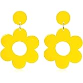 YUNXI Acrylic Flower Earrings Daisy Drop Dangle For Women Y2k Resin Floral Studs 60/70s Retro Flowers Earrings