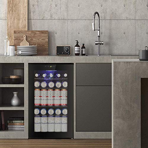 BOSSIN Beverage Refrigerator and Cooler, 85 Can Capacity with Smoky