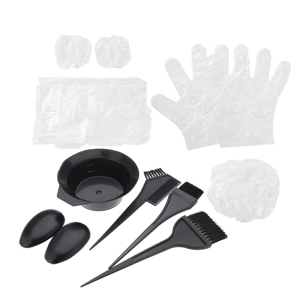 Anself Hair Coloring Dyeing Kit, Plastic Hairdressing Brushes Bowl Combo, Hair Color Dye Tint Tool Set with Dye Bowl Dye Hair Brush Twin Head Brush Hair Cap Ear Cover Apron