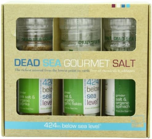 Salt 424 Three Grinder Pack 100% Organic Salts, Pink, Garlic and Spinach, 25.11 Ounce