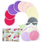 Organic Bamboo Nursing Pads (14 Pack)+Laundry Bag & Travel Bag,2 Sizes:3.9/4.7inch Option - Washable & Reusable Nursing Pads(Large, Nighttime Use)