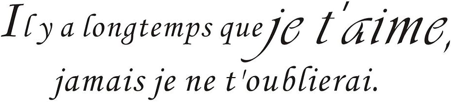 Il y a longtemps que je t'aime, jamais je ne t'oublierai. Vinyl Wall Quotes Stickers Sayings Home Art Decor Decal (21" Wide 4" High) Matte Black