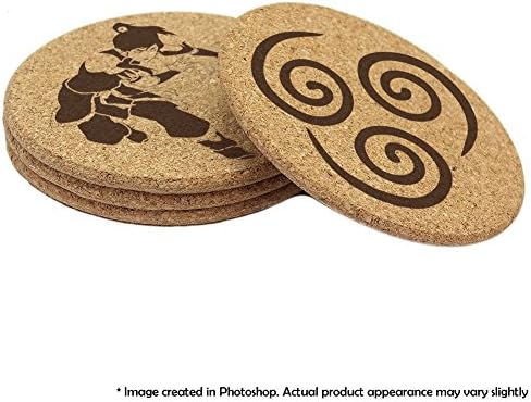 Avatar: Legend of Korra 4 Coaster Set Earth, Water, Air, Fire Elements and benders (Double Sided)