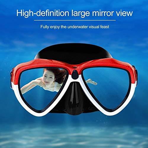 Adult Scuba Snorkel Diving Mask Anti-Fog Underwater Scuba Snorkeling Mask red