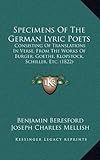Specimens Of The German Lyric Poets: Consisting Of Translations In Verse, From The Works Of Burger, Goethe, Klopstock, Schiller, Etc. (1822)