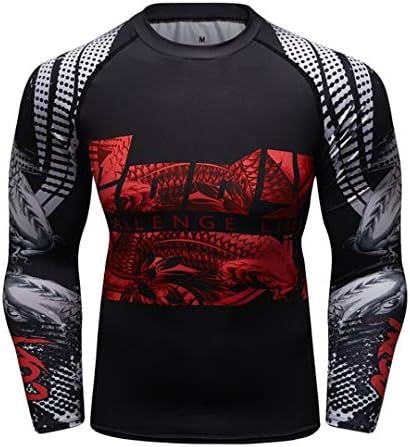 FESFJSES Compression Rashguard T Shirt Men Exercise Evil Wolf 3D Print Work Out Fitness Tights