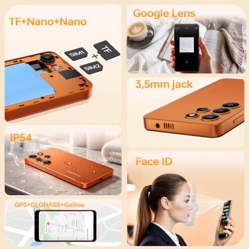 Blackview Wave 2C Smartphone Pas Cher Android 16 (2026), Écran 5", Orange | 12Go(3+9)+32Go/TF 1To Telephone Portable Pas Cher, Batterie 3000mAh Téléphone, Caméra 5MP+2MP, 4G Dual SIM, Face ID, 3.5mm