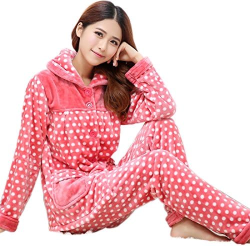 Sleepwear Winter White Dots Thick Nightgown Flannel Pajamas Red Homewear Long Sleeve