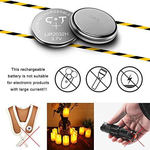 Lithium Rechargeable Button Cell Batteries Charger with 4pcs 3.7V High Capacity LIR2032H Lithium