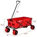 Ollieroo Outdoor Utility Wagon Folding Collapsible Garden Beach Snow Shopping Cart with 7''x4'' Thick Rubber Wheels 150 Pound Capacity Red