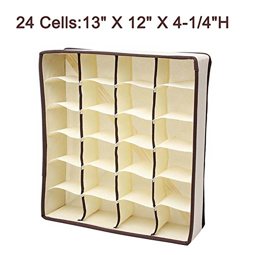 Metuu Foldable Clothing Drawer Organizer Underwear Organizer Drawer Divider Kit 4 Set for Underwear Bras, Socks, Neck ties and Scarves, Beige