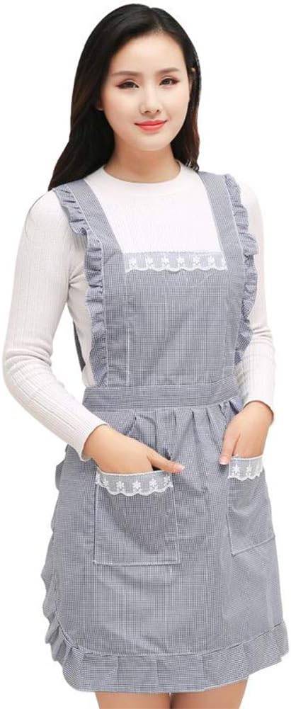 CHENQIAN Doble Capa Impermeable Delantal La Cocina Hogar Mujer Ropa De Trabajo,Gray [Energy Class A]