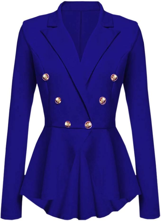 Ericcay Winter Jacket Women's Short Sleeve Blazer Peplum Stylish Ruffle
