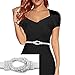 Rhinestone Knot Buckle Piece Stretch Waist Chain Belt Gold, Black Tone (Silver)