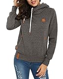 ZANZEA Ladies Autumn Hoodie Sweatshirts Long Sleeve Pockets Slim Tops Blouse DarkGray 8