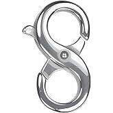 uGems Double Opening Sterling Silver Infinity Figure Eight Lobster Clasp 15mm x 10mm, 925 Silver, Medium Size for Bracelets &amp; Necklaces, Double Interchangeable Clasp with Secure Closure, SKU: j-4119
