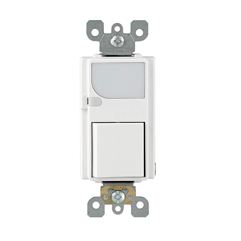 Photo 1 of Leviton 15-Amp 120V AC Combination Decora Switch with LED Guide Light, 6526-W, White