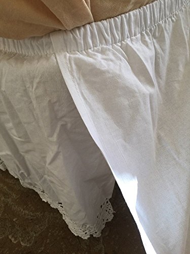 FineHome 100% Cotton Handmade Crochet Joint Fabric Table Runner, Placemats, Table Topper, Table Cloth, Cushion case, Bed Skirt, Dust Ruffle (Bedskirt-King-Calking, Beige/Off White)