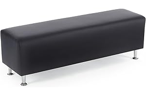 OmySalon Waiting Room Bench Seating Faux Leather, 53.9’’ Office Guest Chair Reception Chair, Lobby Furniture for Conference Room Beauty Salon Barbershop Small Space