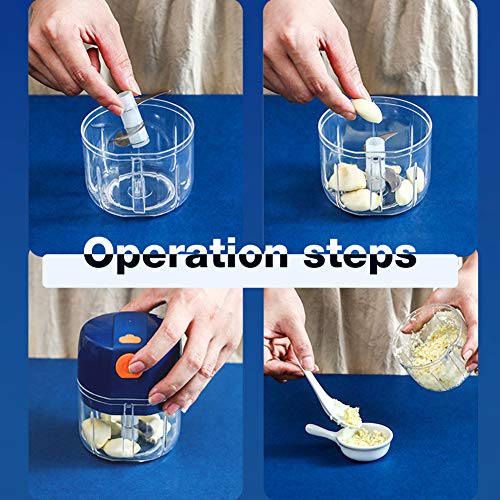 Rechargeable Garlic Chopper Mincer Wireless Electric Mini Food Chopper Kitchen Mini Food Processor for Fast Chopping Meat Garlic Onion Nut Vegetable 250ml