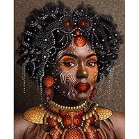 5D DIY Diamond Painting Full Drill, feilin African Woman DIY Embroidery Rhinestone Painting Cross Stitch Drill Wall Decoration Paintings Mosaic Home Decor 11.8x15.7inch