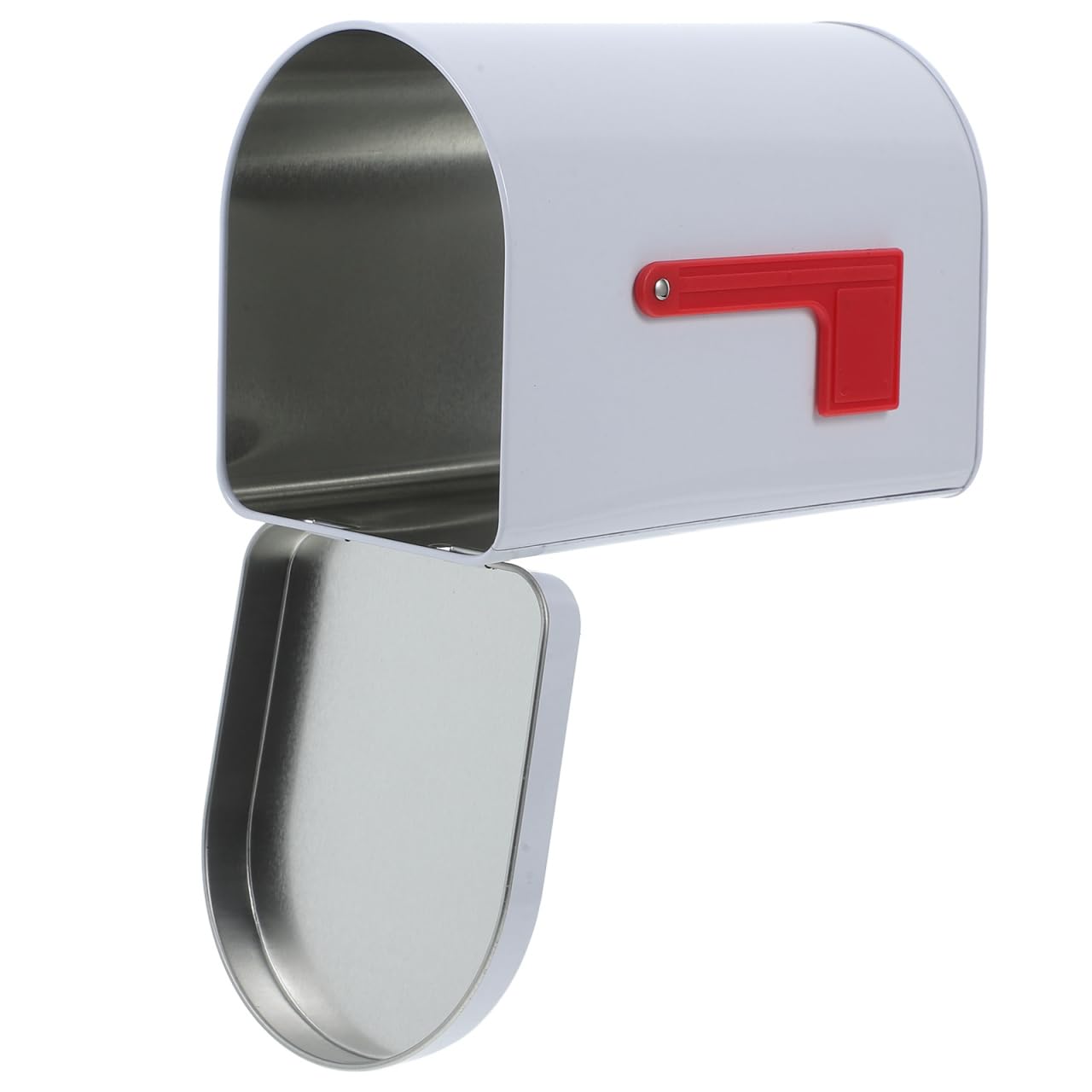 Photo 1 of FUNOMOCYA Small Metal Mailbox for Kids with Raised Signal Flags Post Mount Mailboxes Ideal for Playhouse Or Bedroom Door for DIY Projects and Present Exchange Activities White