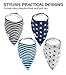 Bandana Drool Bibs & Pacifier Clips Gift Box (4 Pack Boys). Organic Cotton. Double Layered Moisture Protection