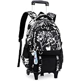 VIDOSCLA Graffiti Rolling Backpack Trolley BookBag Kids Wheeled Schoolbag | Roller Bookbag Carry-on,Outdoor Travel Knapsack,Backpack for Teen Boys,Children's Rolling Schoolbag 2-Wheels