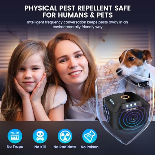 outsweat Ultrasonic Mice and Rats 360°, 3 Modes Anti Mouse Repellent Mice Plug in with 12 Strobe Lights, 300 M² Wide Range Ultrasonic Anti-Rodent for Mice, Rat, Spider Moth Ant