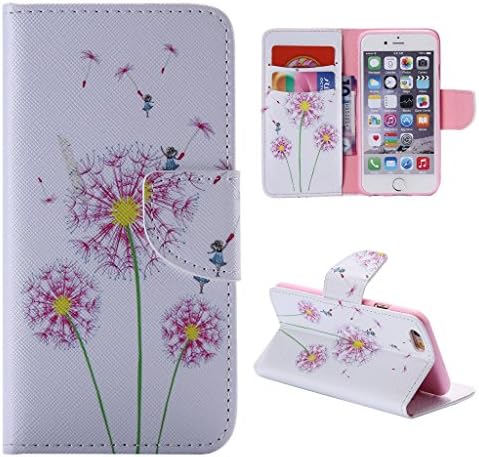 iPhone 6S Plus Case,iPhone 6 Plus 5.5",ahere Flip Painting Dandelion PU Leather Wallet Case for Apple iPhone 6 Plus/6S Plus 5.5"(Built-in ID/Credit Card Slot)