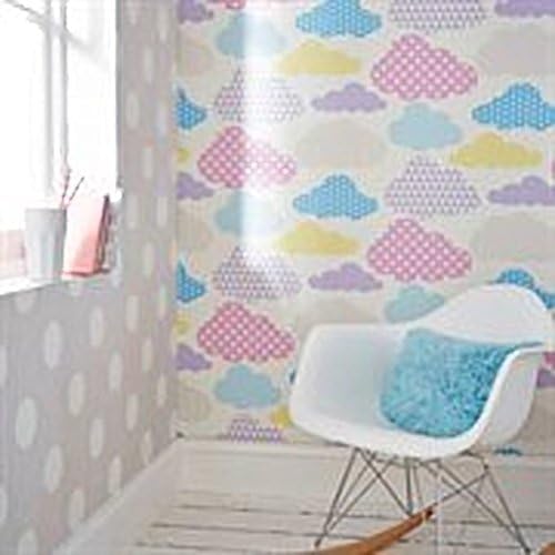 Superfresco Easy Marshmallow Clouds & Harlequin Print Multicolour Paste the Wall Wallpaper, 52 x 1000 cm