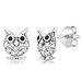 Gem Stone King 925 Sterling Silver Owl Shaped Stud Earrings For Women Jewelry Gifts
