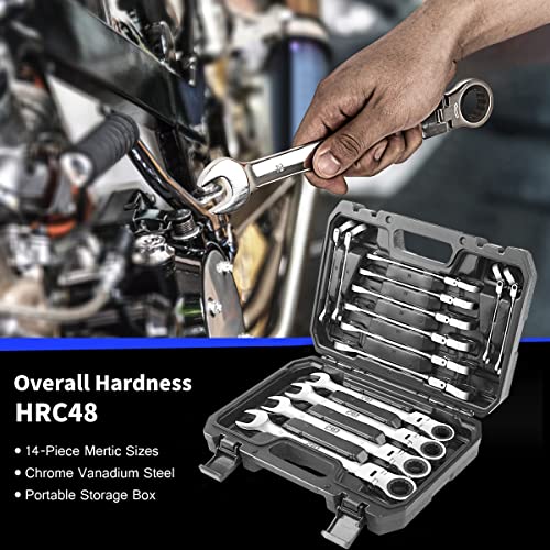 Prostormer 14Piece FlexHead Ratcheting Wrench Set, 619mm Metric