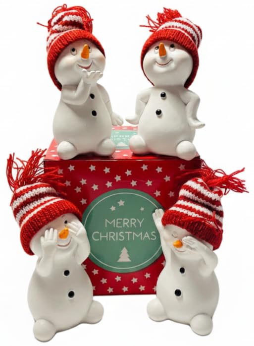 khevga Christmas Decoration Figurines Snowman in 4 Dimensions Approx. 6 x 6 x 11 cm (Red)